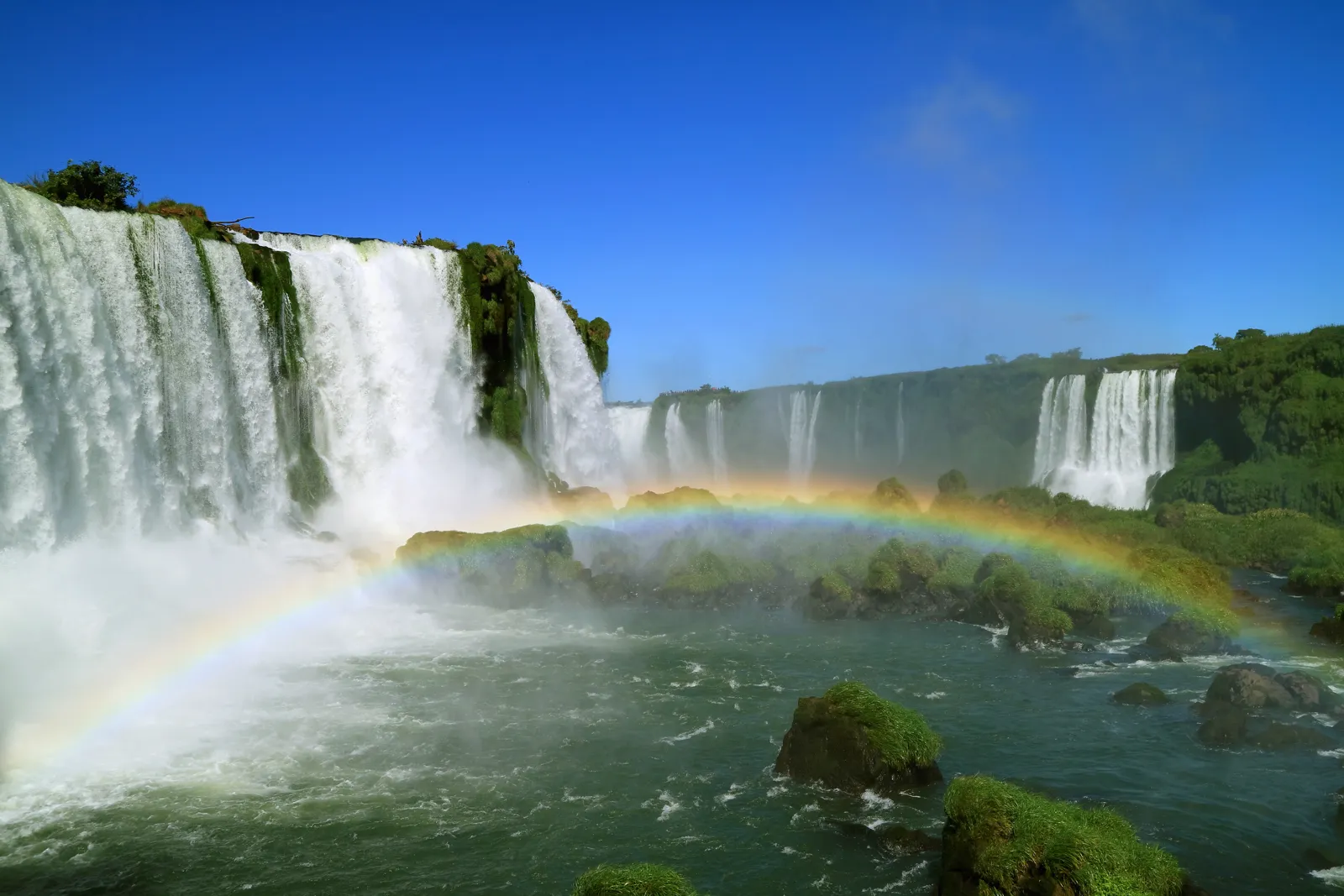 Rainbow over the Iguaçu Falls on the Brazilian side, at Foz do Iguaçu