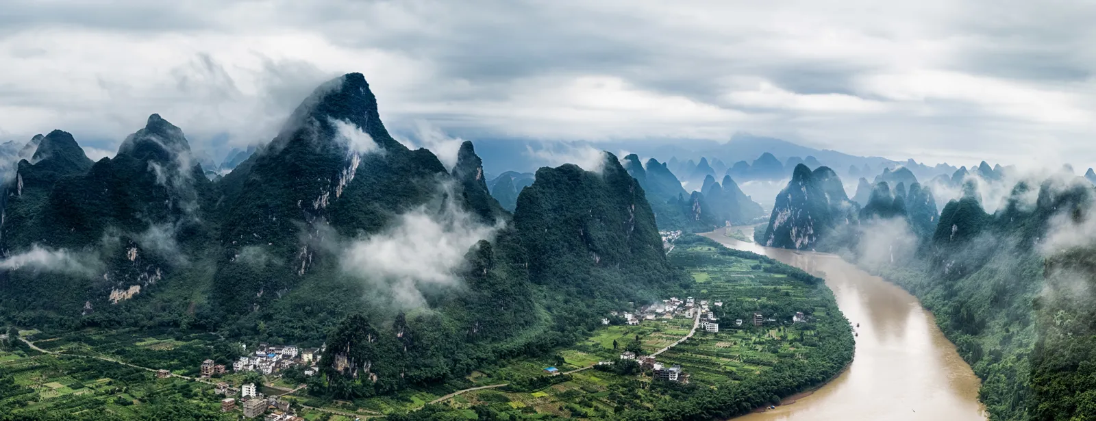 The Li River and the karst peaks of Yangshuo, near Guilin