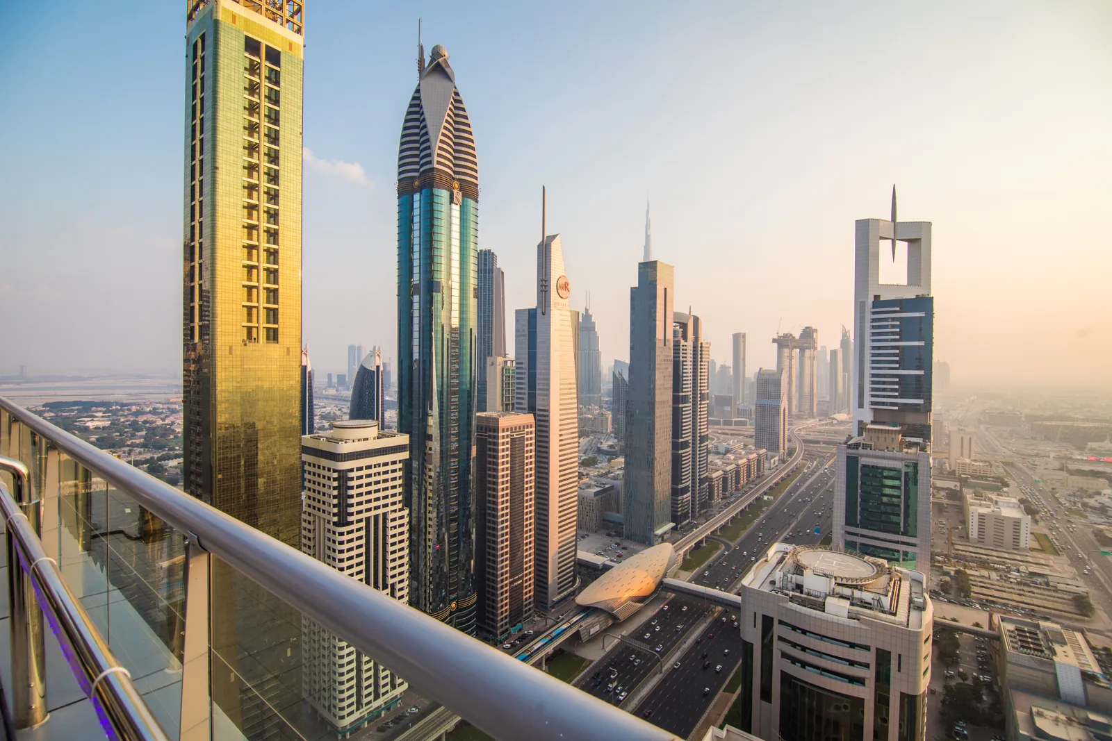 Aerial view of downtown Dubai and its skyscrapers