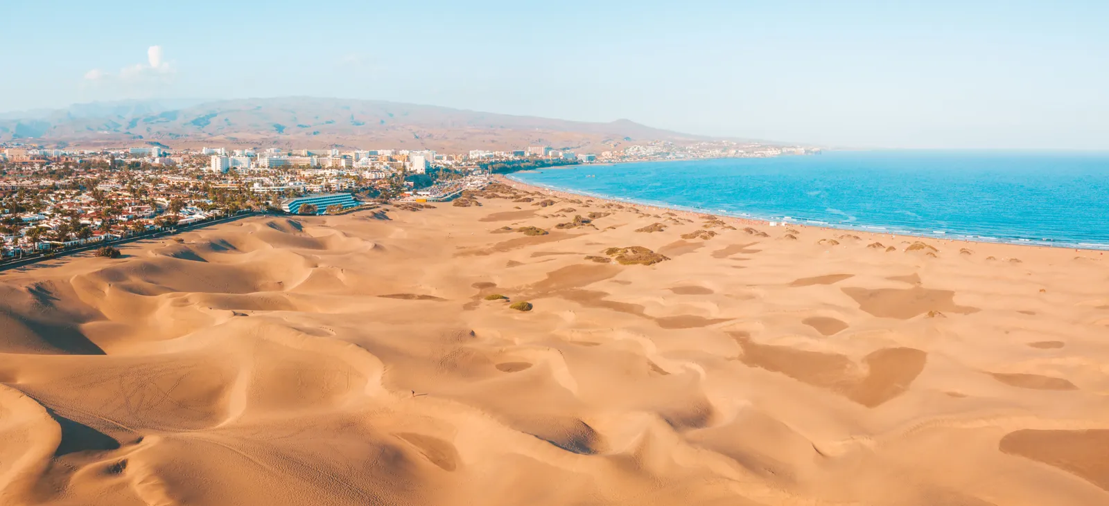 Vue aérienne des dunes de Maspalomas à Gran Canaria