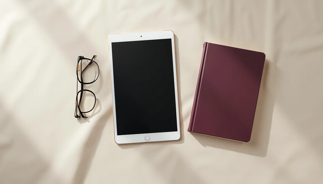 Tablette, passeport et lunettes pour effectuer la demande d'ETIAS en ligne