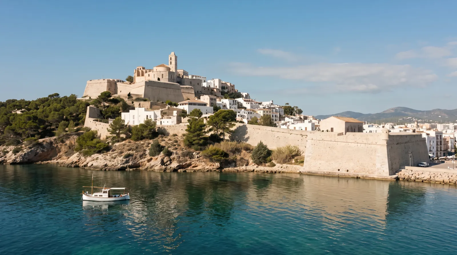 Voyage à Ibiza : que faire, quand partir et itinéraires La vieille ville fortifiée de Dalt Vila à Ibiza face à la Méditerranée