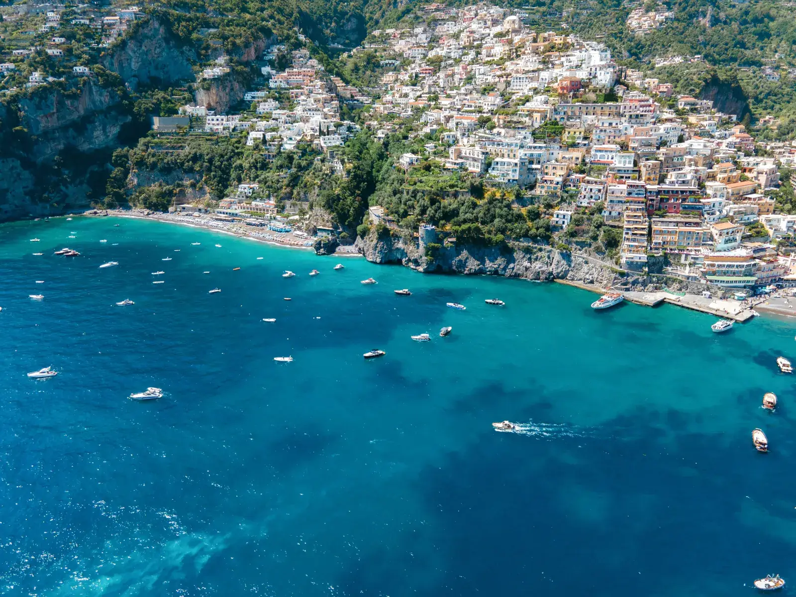 Aerial view of Positano and the Amalfi Coast