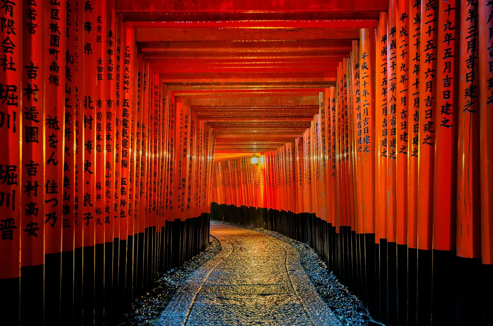 Path of red torii gates at Fushimi Inari Shrine in Kyoto