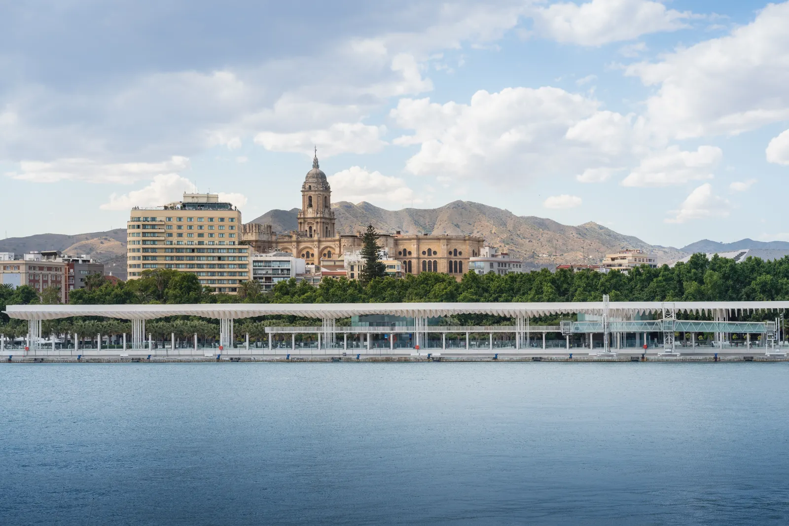 Que faire à Malaga ? Visites, plages, où dormir et quand partir La cathédrale de Malaga vue depuis le port et le Muelle Uno
