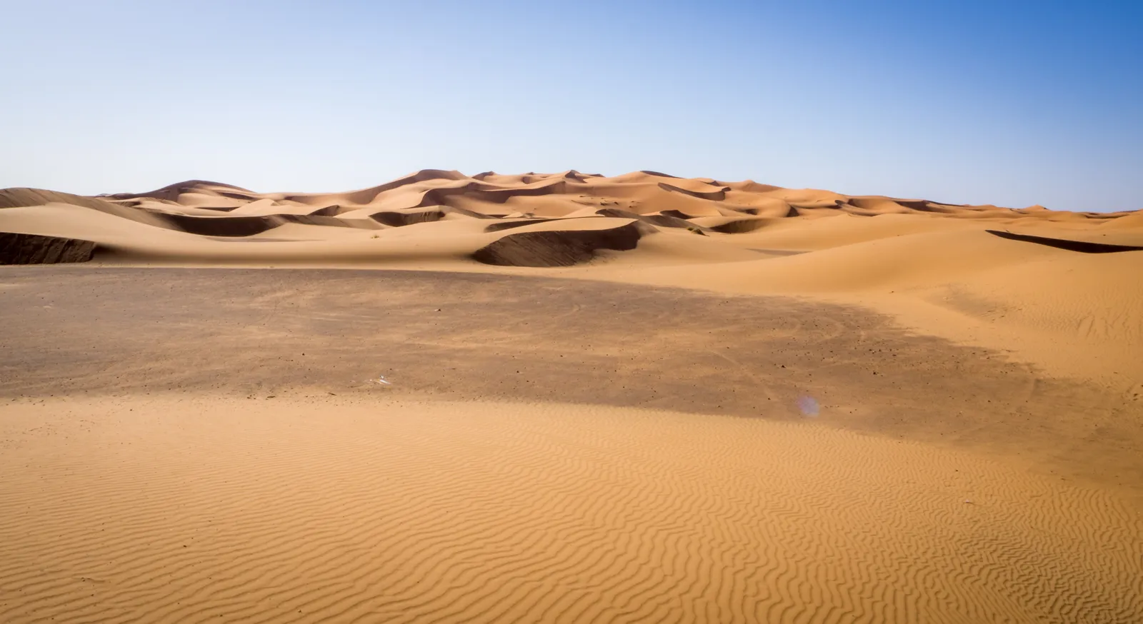 The dunes of Erg Chebbi near Merzouga, in the Moroccan Sahara