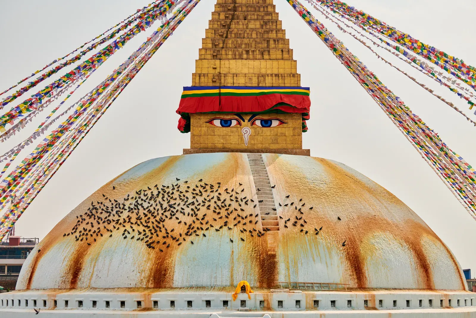 Boudhanath stupa and its prayer flags in Kathmandu