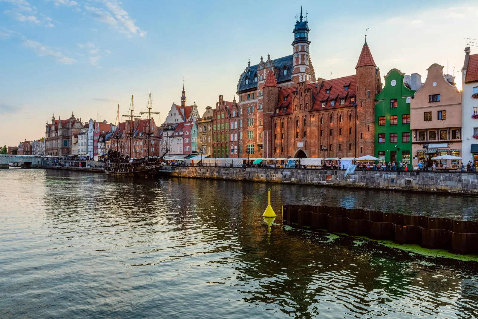 The historic façades along the Gdańsk waterfront, Poland