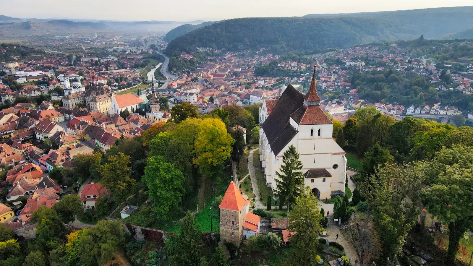 The historic center of Sighișoara and the Church on the Hill, in Transylvania